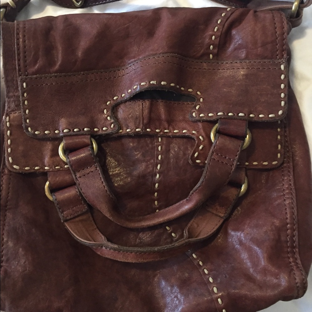 Luck brand brown leather bag.